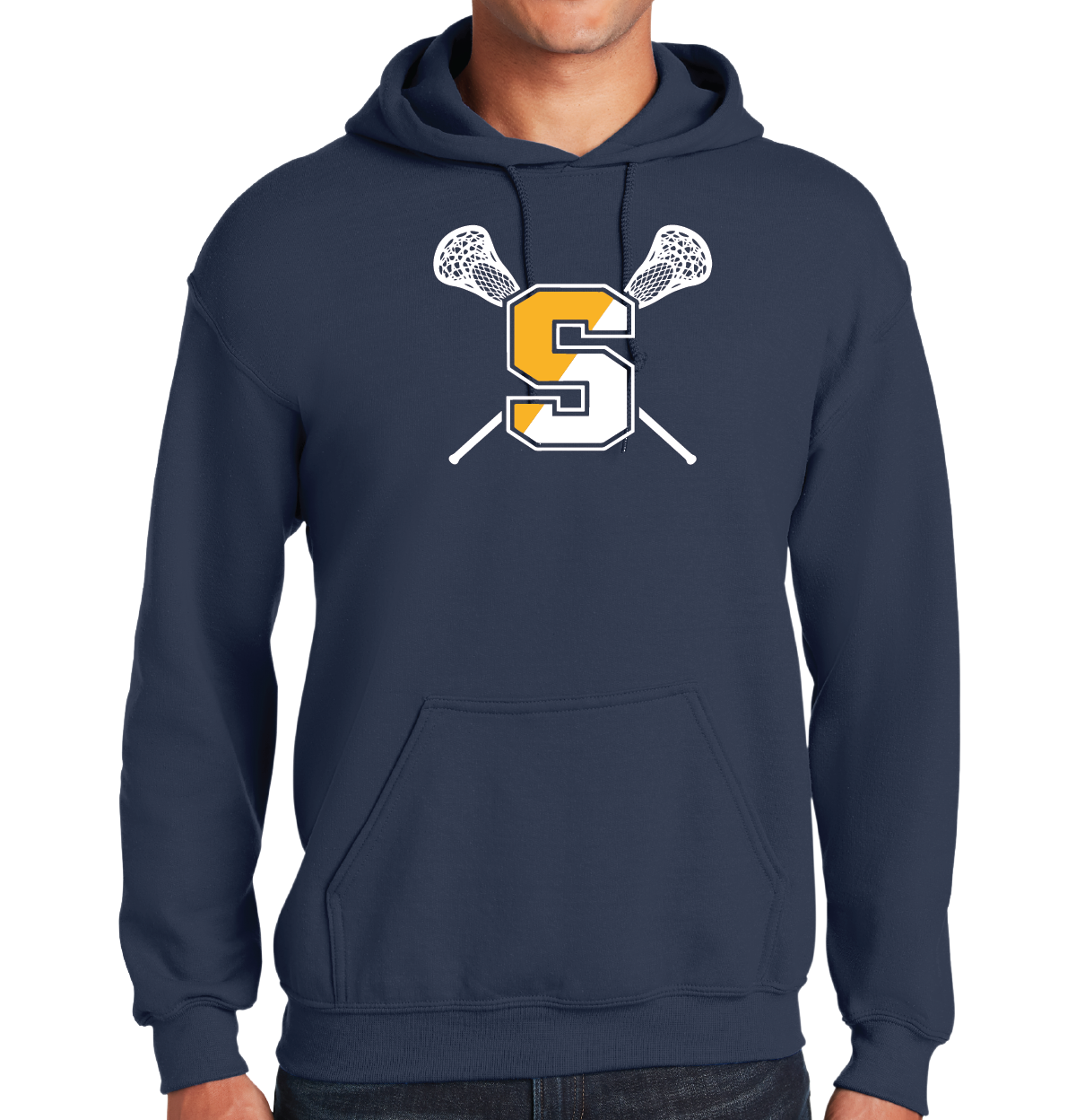 Hooded Sweatshirt: Simsbury Lacrosse Full Front Logo