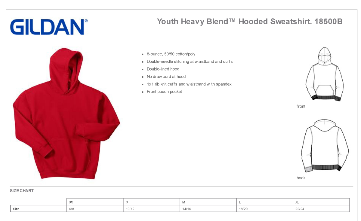 PINK: Hooded Sweatshirt Gildan 50/50: SHS Soccer Full Front Logo