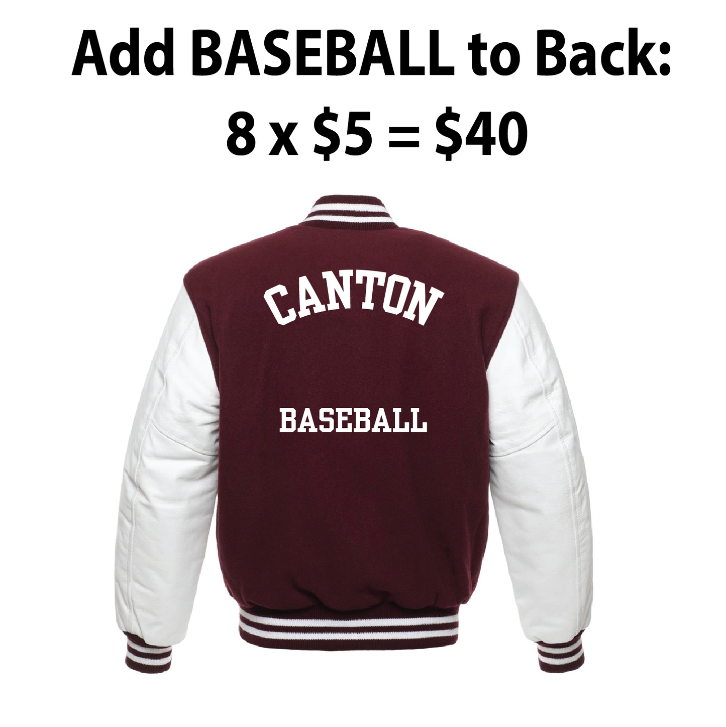 Varsity Jacket: Add BASEBALL to Back