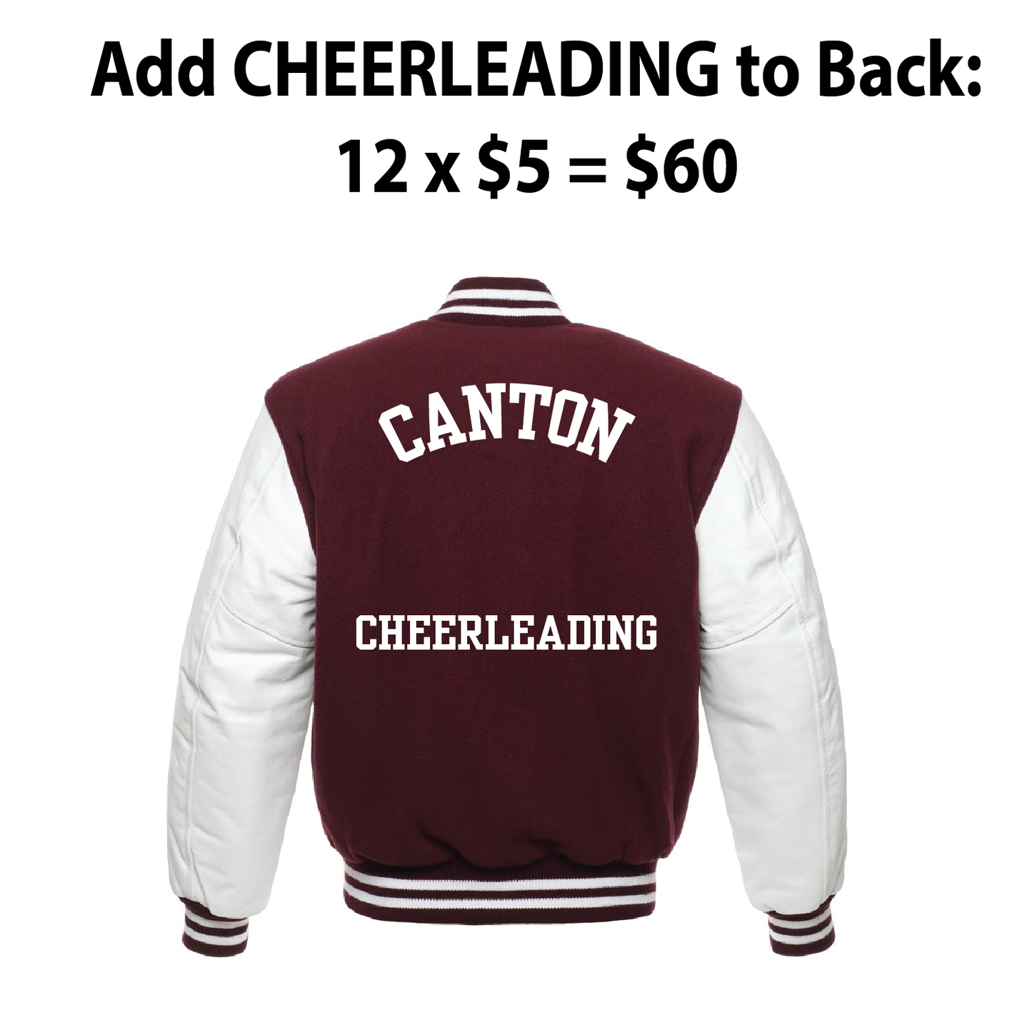 Varsity Jacket: Add CHEERLEADING to Back