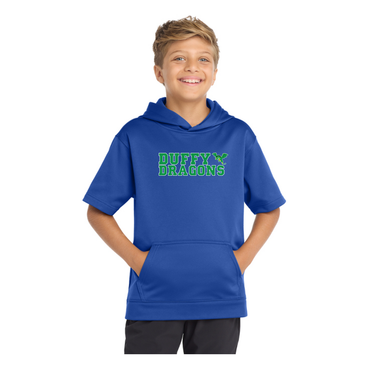Duffy Elementary: YST251 Sport-Tek Sport-Wick Fleece Short Sleeve Hooded Pullover