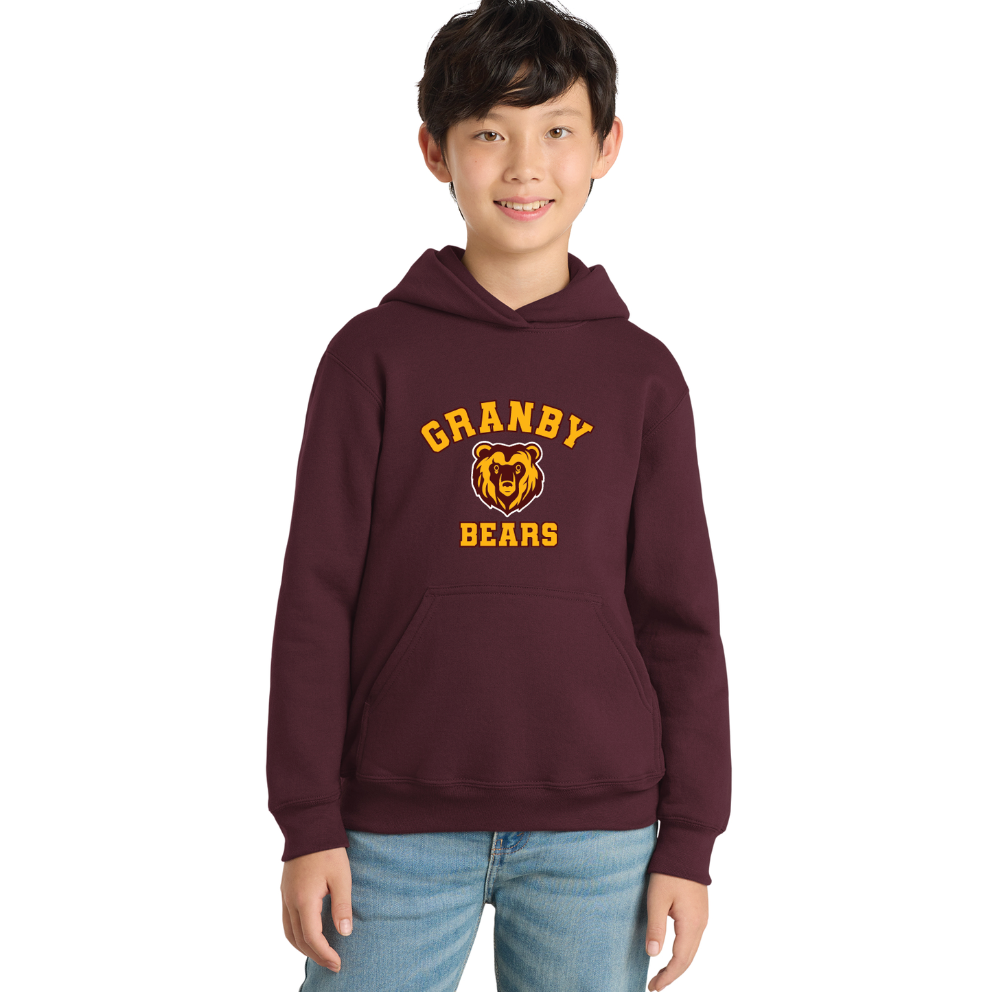Granby Bears PTO: Youth & Adult Port & Co™ Core Fleece Pullover Hooded Sweatshirt. PC78H