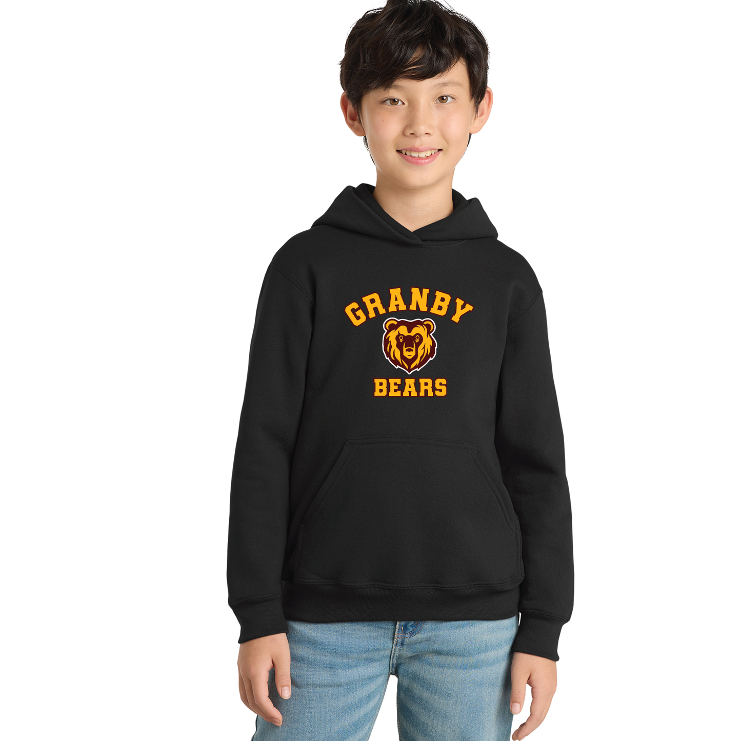 Granby Bears PTO: Youth & Adult Port & Co™ Core Fleece Pullover Hooded Sweatshirt. PC78H