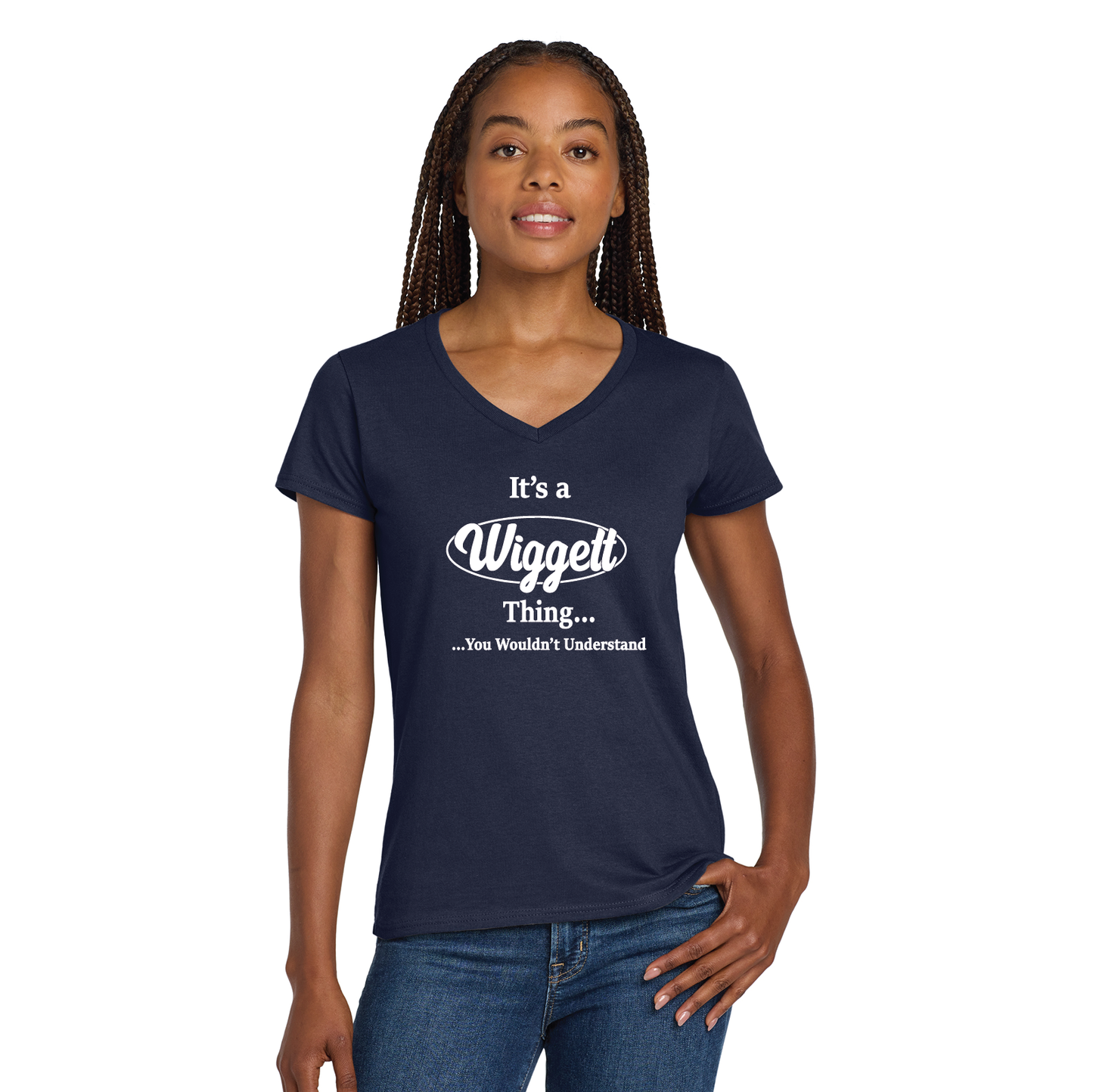 Wiggett: Womens V Neck Cotton T Shirt Full Front