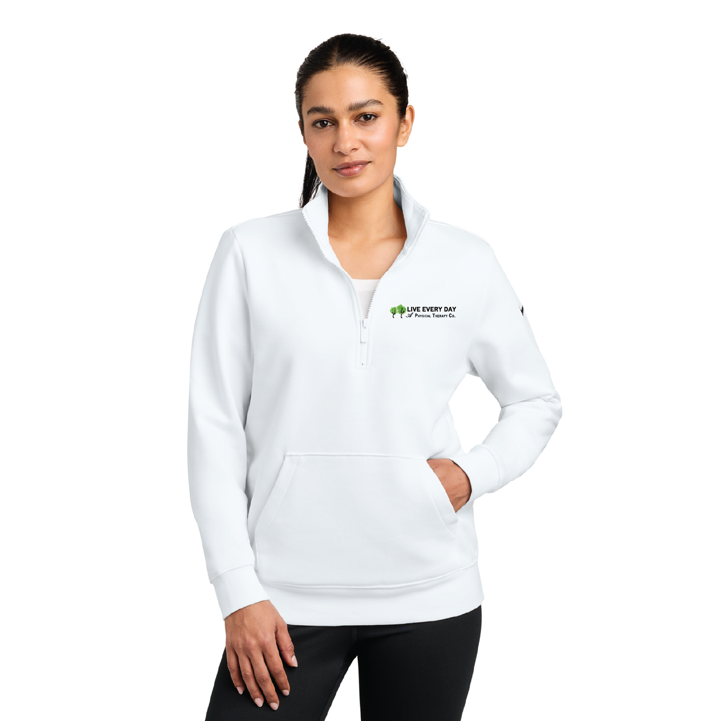 Live Every Day: NKDX6720 Nike Women's Club Fleece Sleeve Swoosh 1/2-Zip