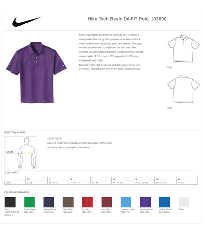 Polo: Nike Men's Tech Basic Dri-FIT Polo: Simsbury Soccer Club