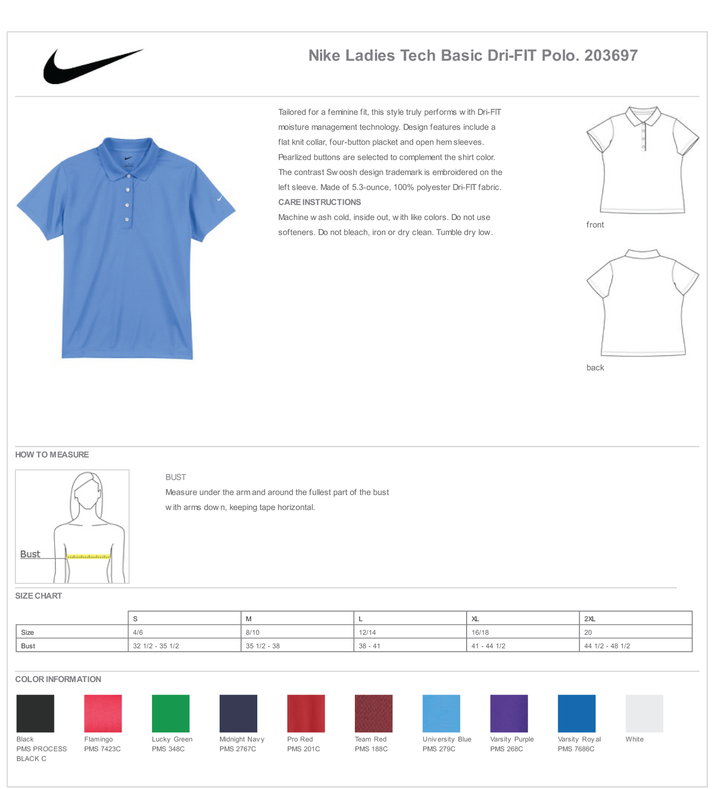 Polo: Nike Ladies Tech Basic Dri-FIT: Simsbury Soccer Club