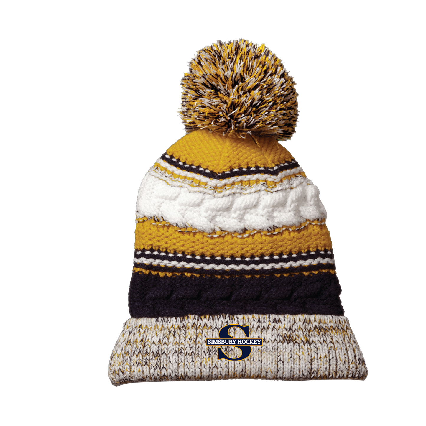 Sport-Tek Pom Pom Team Beanie: Simsbury Youth Hockey