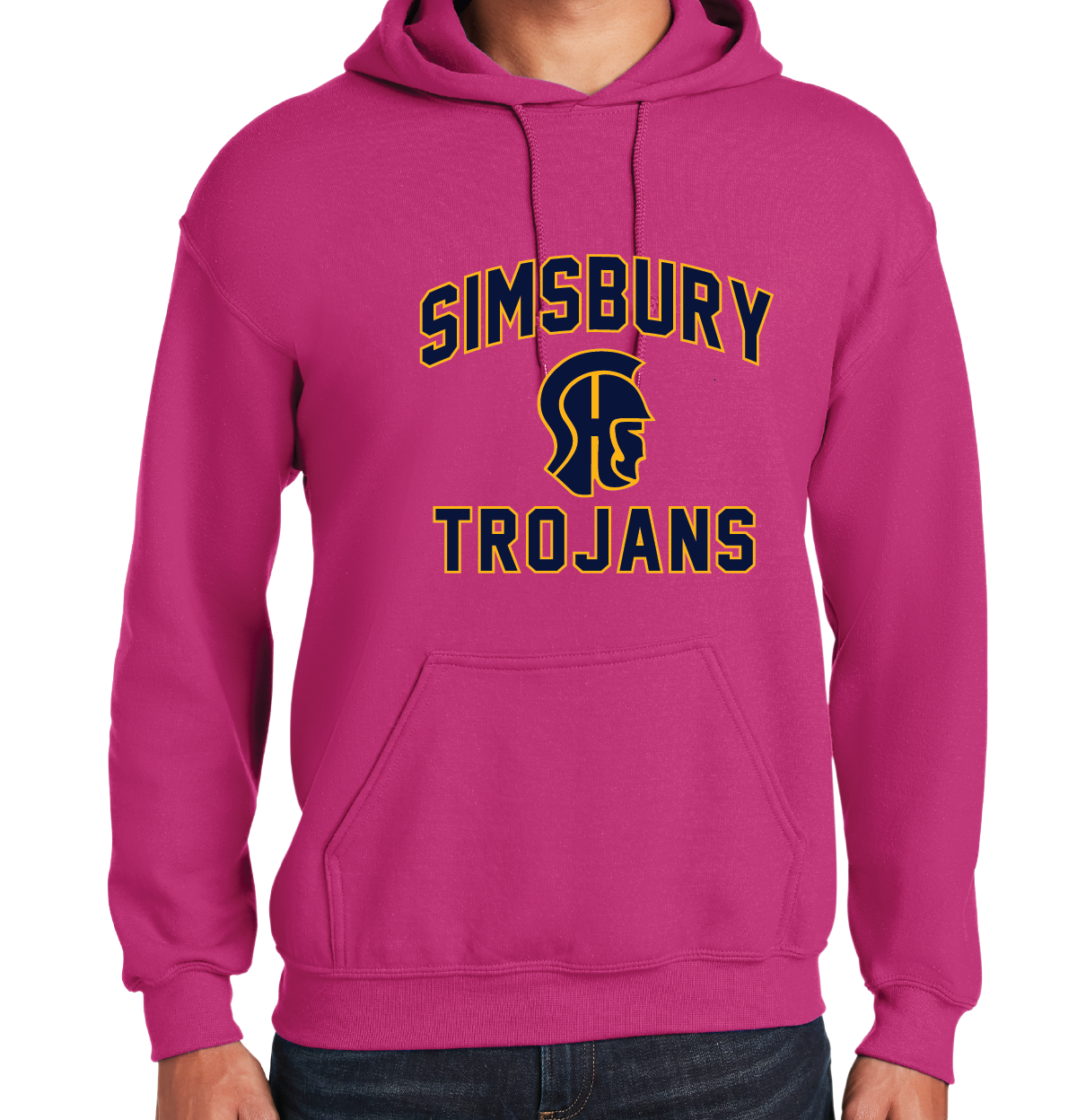 PINK Hooded Sweatshirt Gildan 50/50: Simsbury Trojans