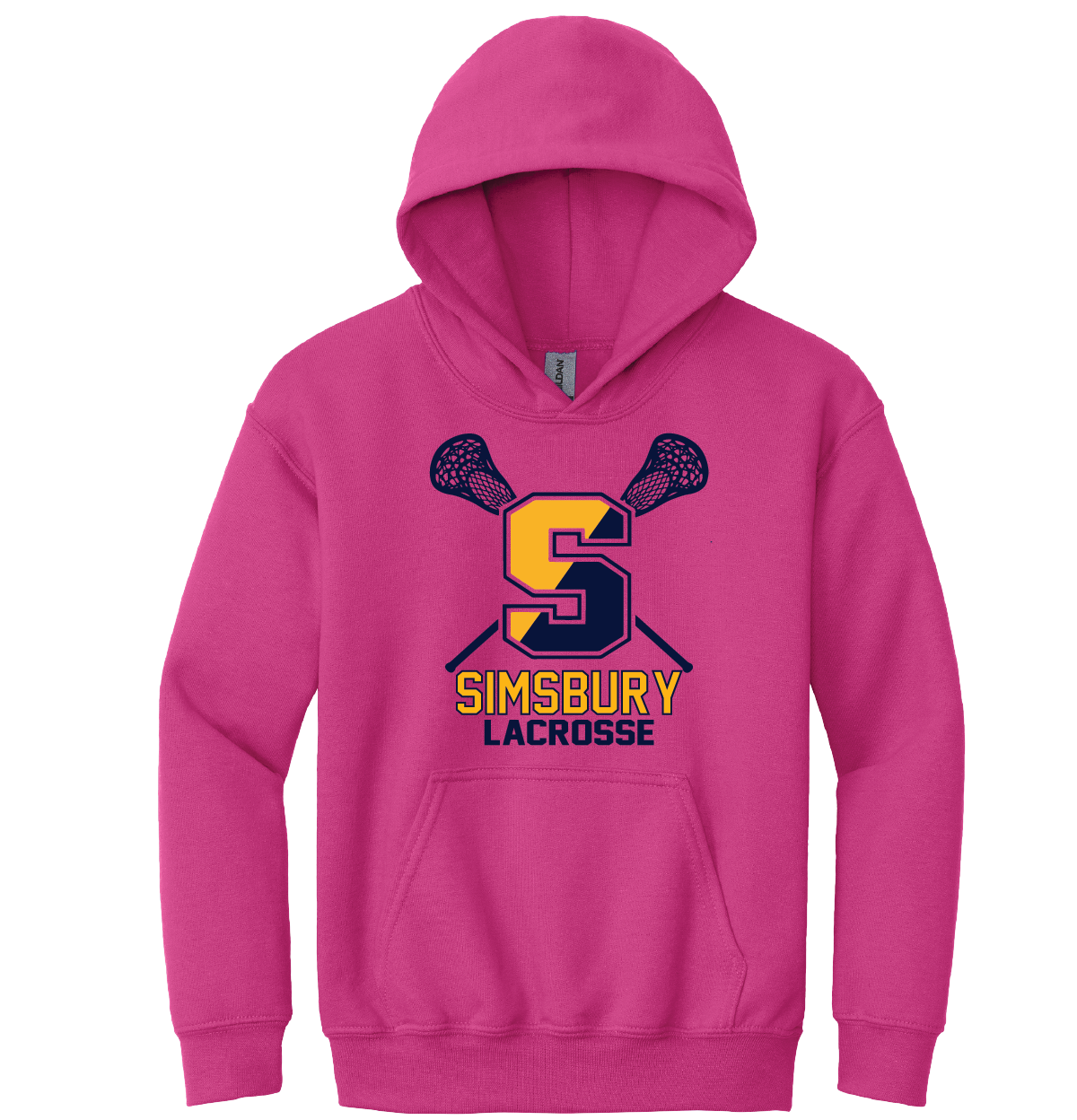 PINK Hooded Sweatshirt Gildan 50/50: Simsbury Lax S Sticks