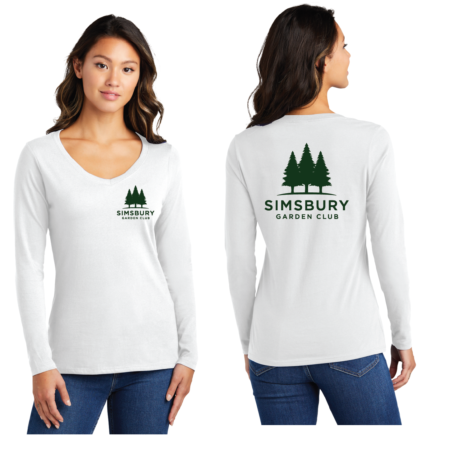 Simsbury Garden Club: Women's Long Sleeve V Neck T Shirt