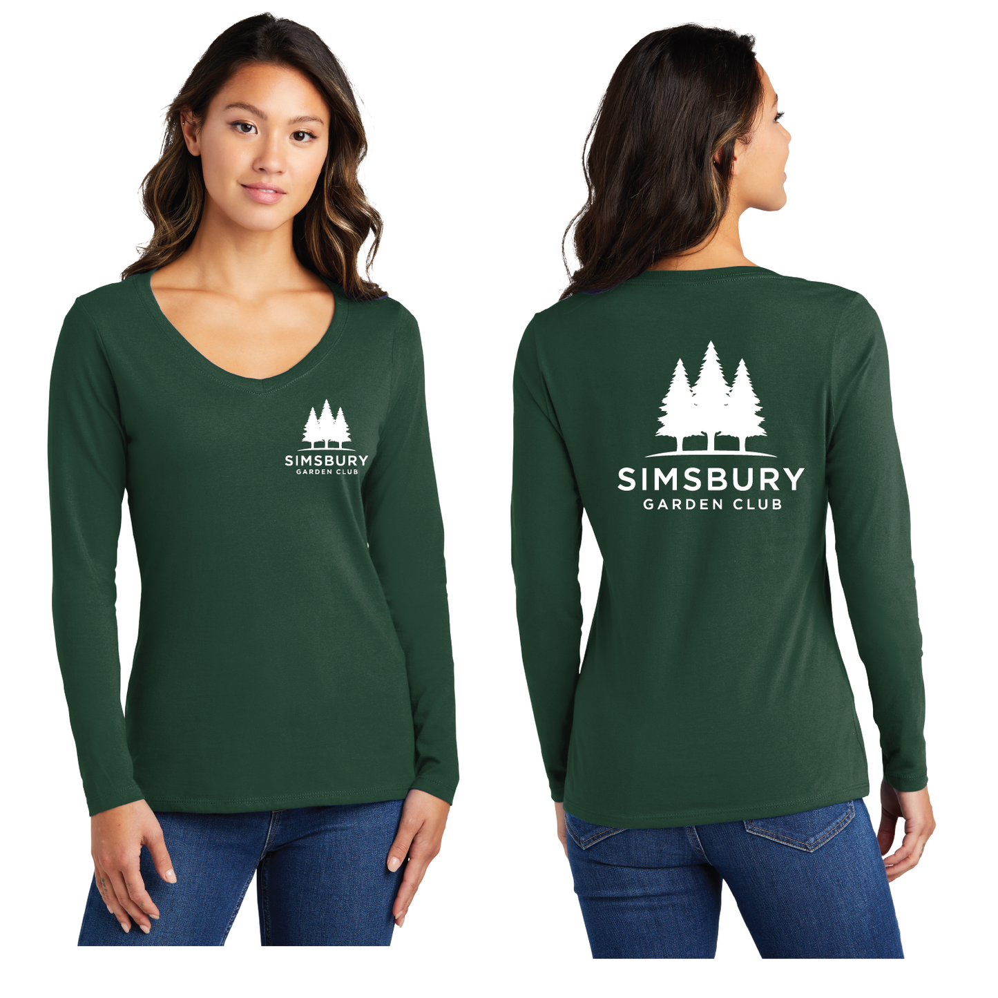 Simsbury Garden Club: Women's Long Sleeve V Neck T Shirt