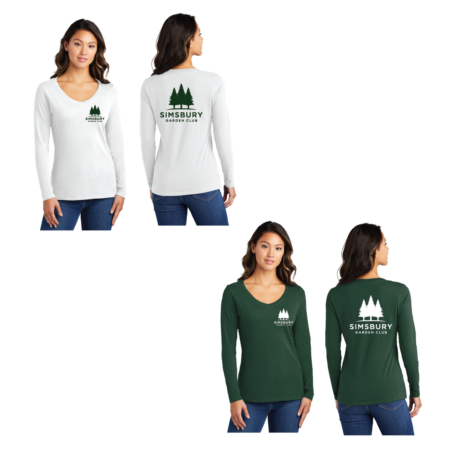 Simsbury Garden Club: Women's Long Sleeve V Neck T Shirt