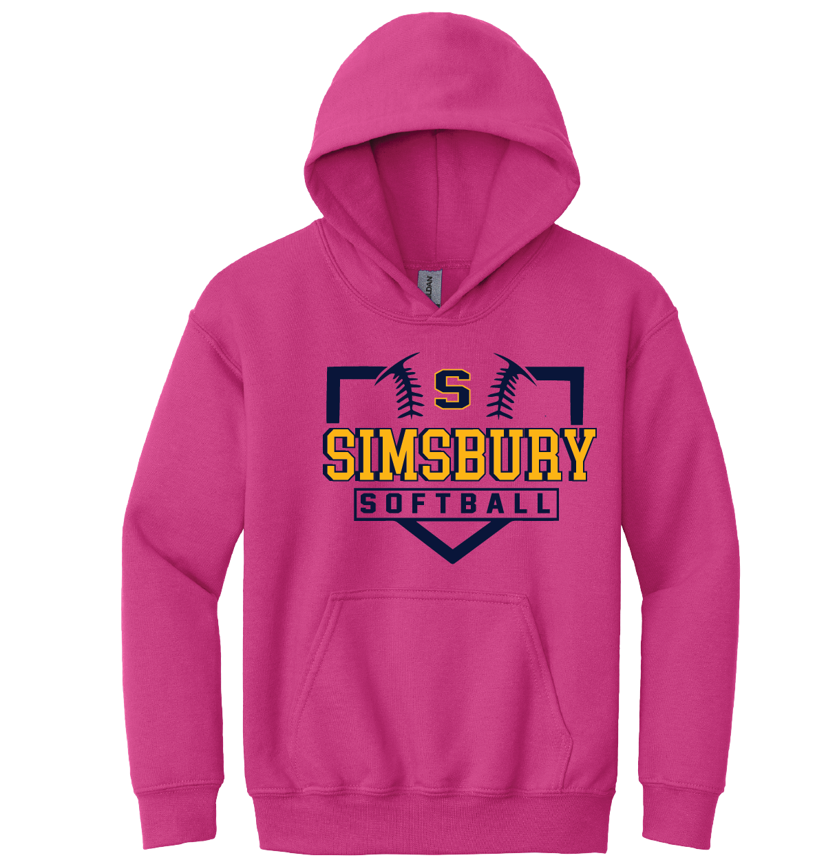 PINK Hooded Sweatshirt Gildan 50/50: Simsbury Softball