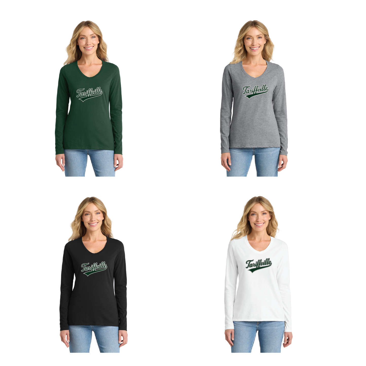 T-Ville Village Association: Soft Cotton Longsleeve V Neck T-Shirt Women's