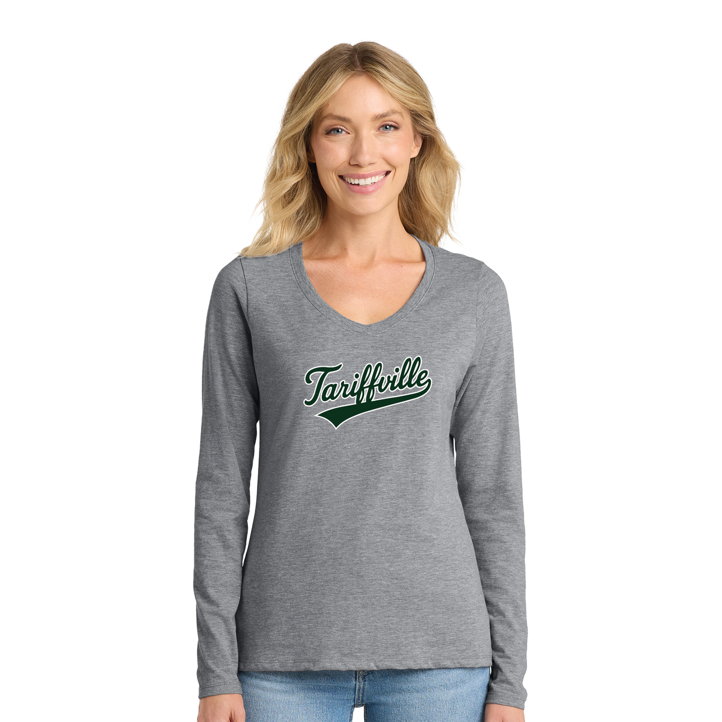 T-Ville Village Association: Soft Cotton Longsleeve V Neck T-Shirt Women's
