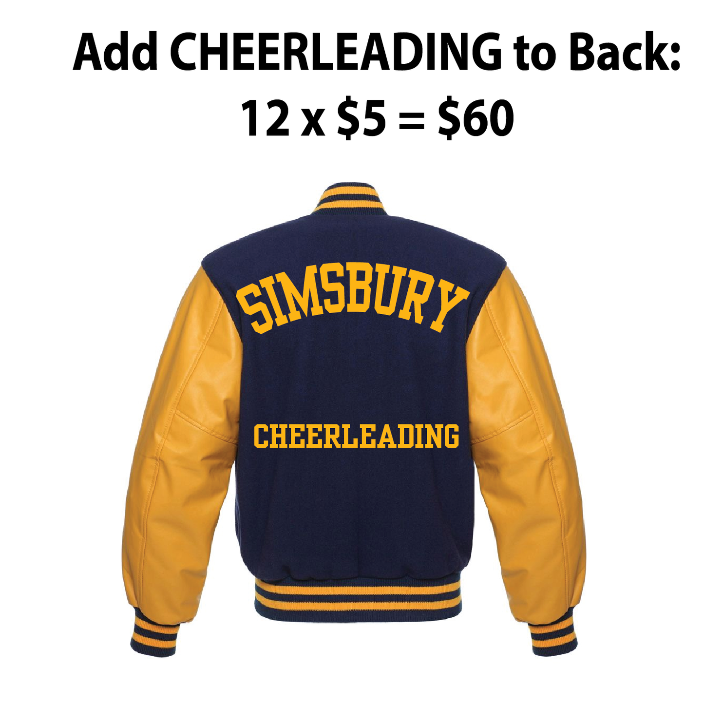 Varsity Jacket: Add CHEERLEADING to Back