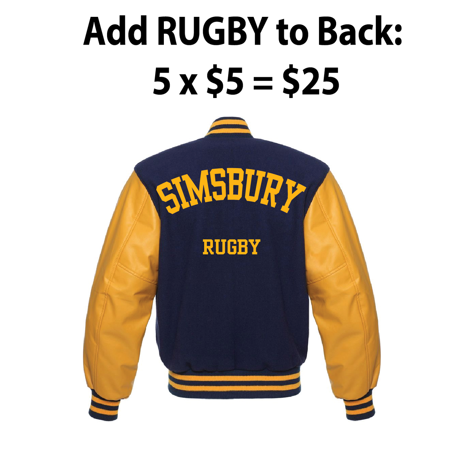 Varsity Jacket: Add RUGBY to Back