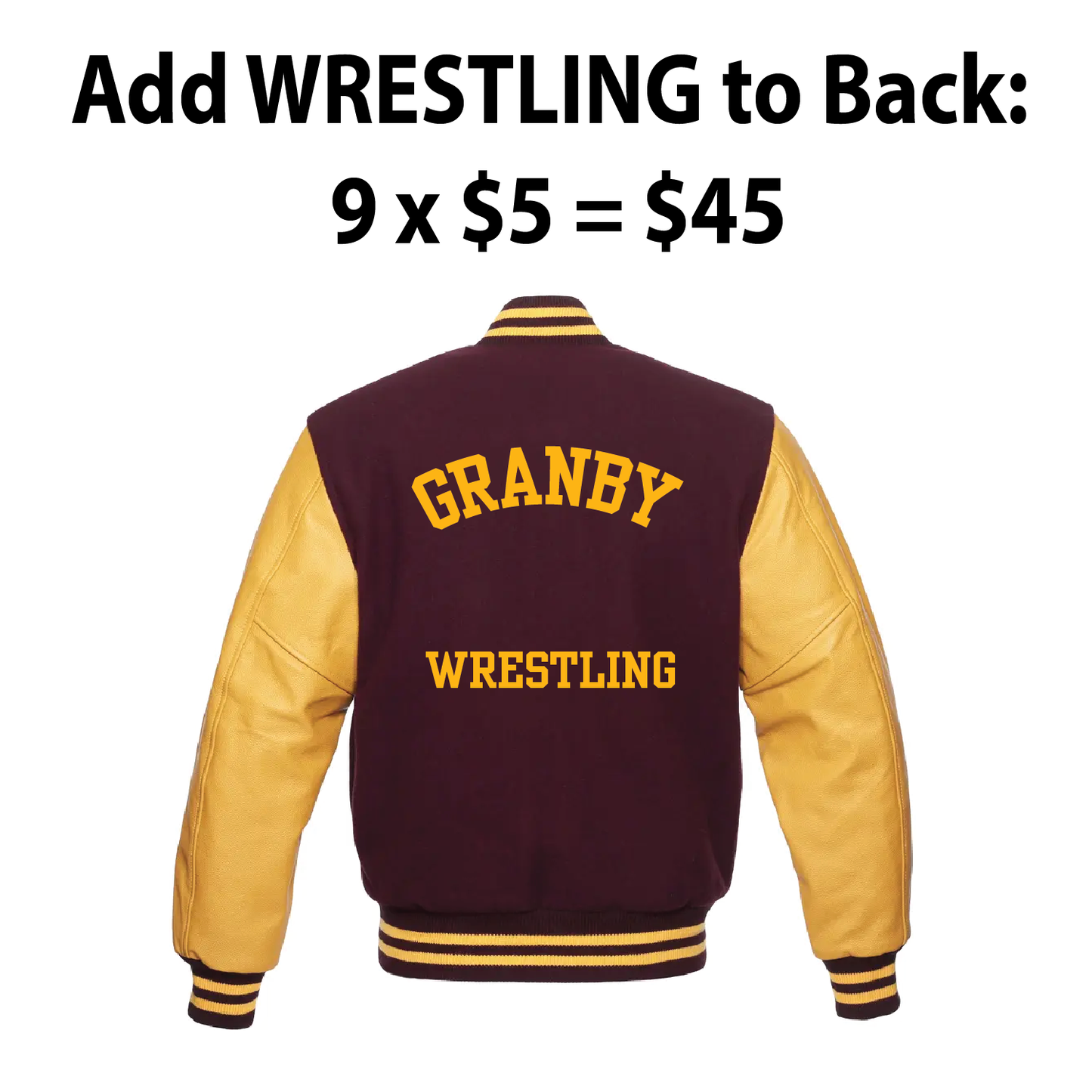 Varsity Jacket: Add WRESTLING to Back