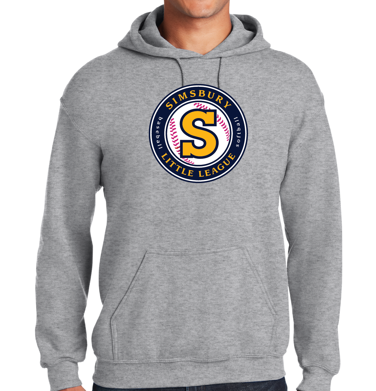 Hooded Sweatshirt: Simsbury Little League Full Front Logo