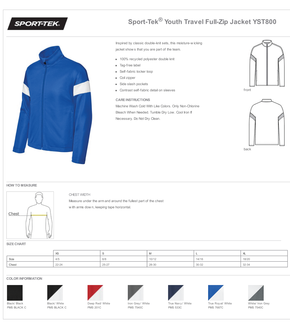 Full Zip Youth Jacket Sport-Tek: Simsbury Soccer Club