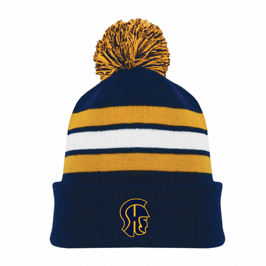 Athletic Knit Winter Pom Hat: SHS Trojan Head