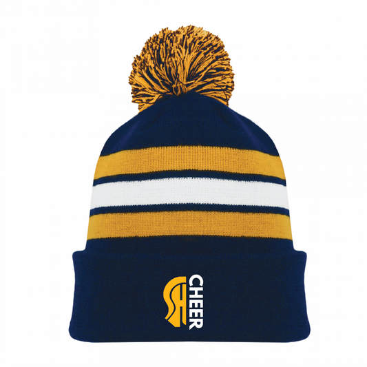 Athletic Knit Winter Pom Hat: SHS Cheer Trojan Head