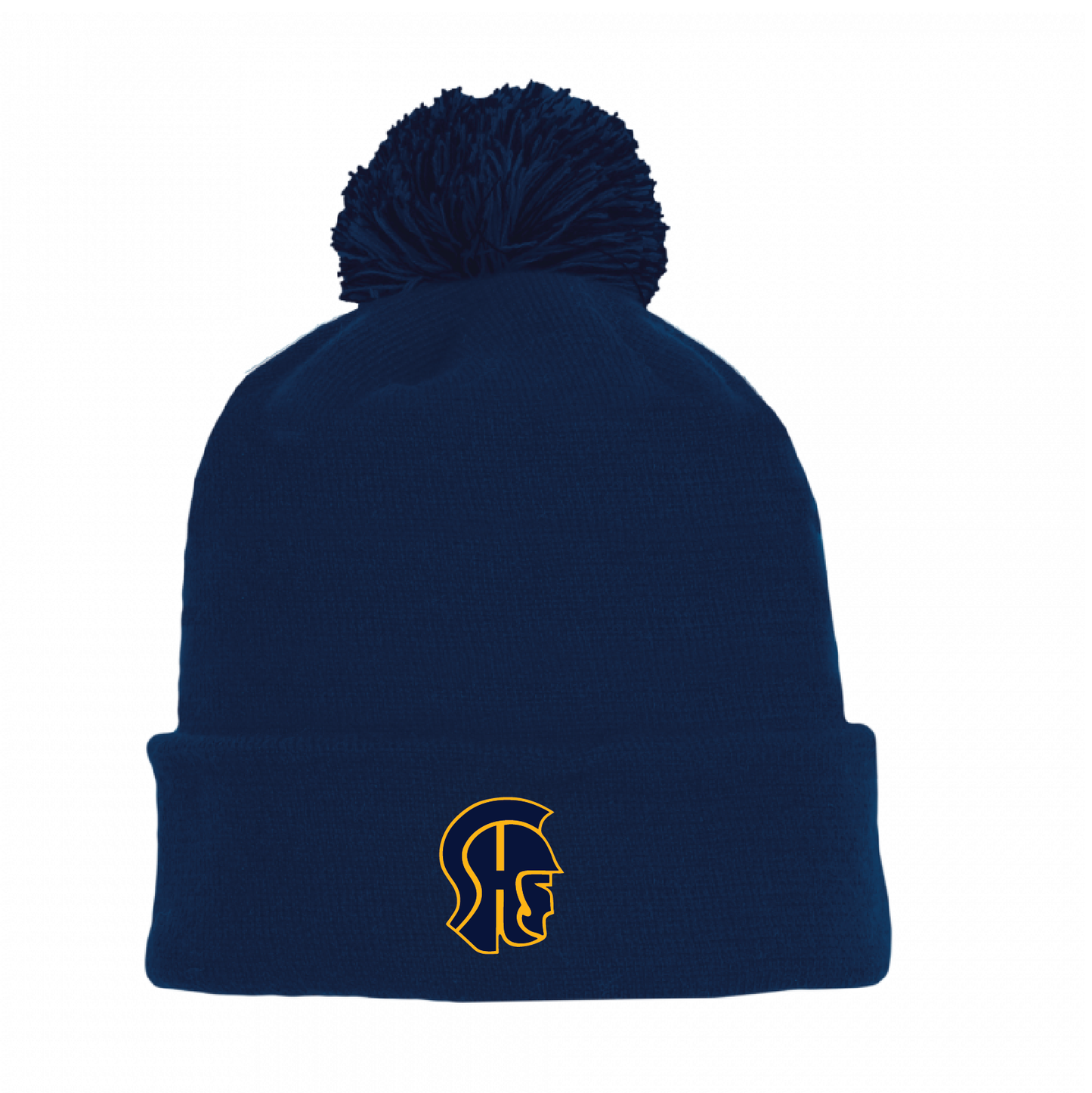 Athletic Knit Winter Pom Hat: SHS Trojan Head