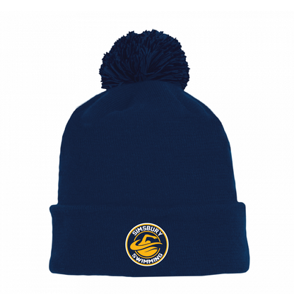 Athletic Knit Winter Pom Hat: SHS Swimming