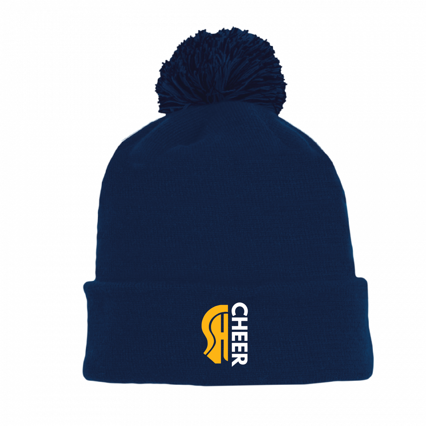 Athletic Knit Winter Pom Hat: SHS Cheer Trojan Head