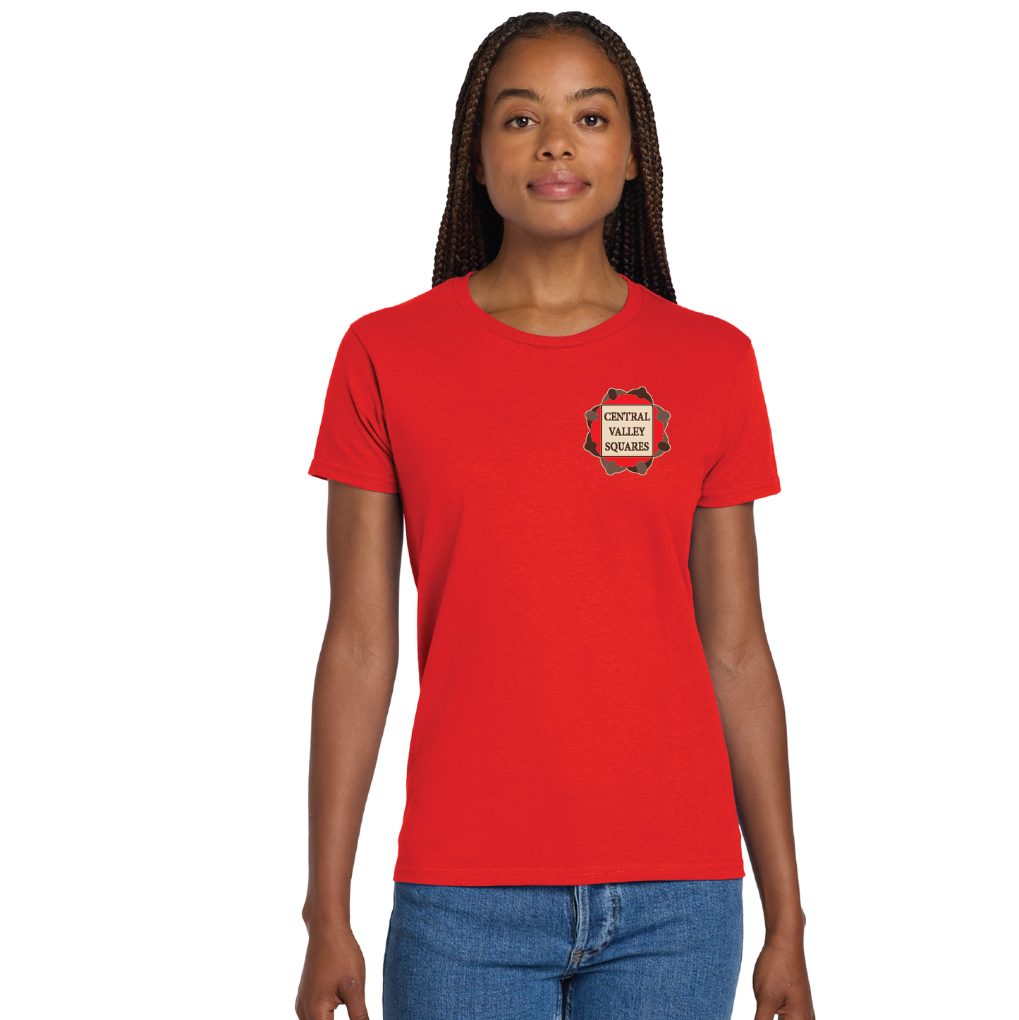 Central Valley Squares T Shirt: Womens Cotton Tee Left Chest Logo