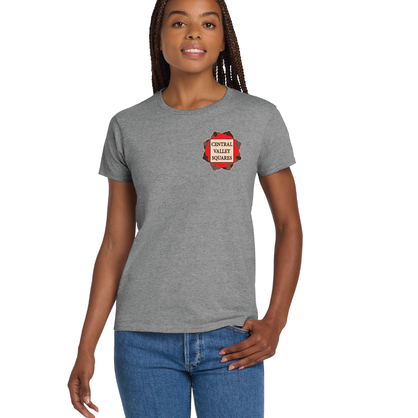 Central Valley Squares T Shirt: Womens Cotton Tee Left Chest Logo