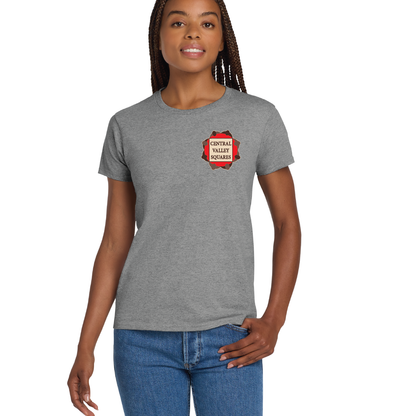 Central Valley Squares T Shirt: Womens Cotton Tee Left Chest Logo