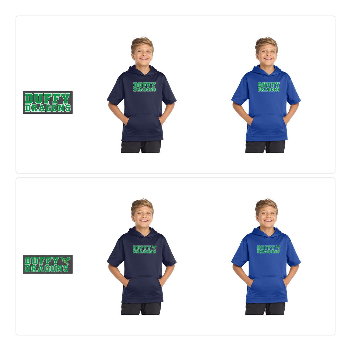 Duffy Elementary: YST251 Sport-Tek Sport-Wick Fleece Short Sleeve Hooded Pullover
