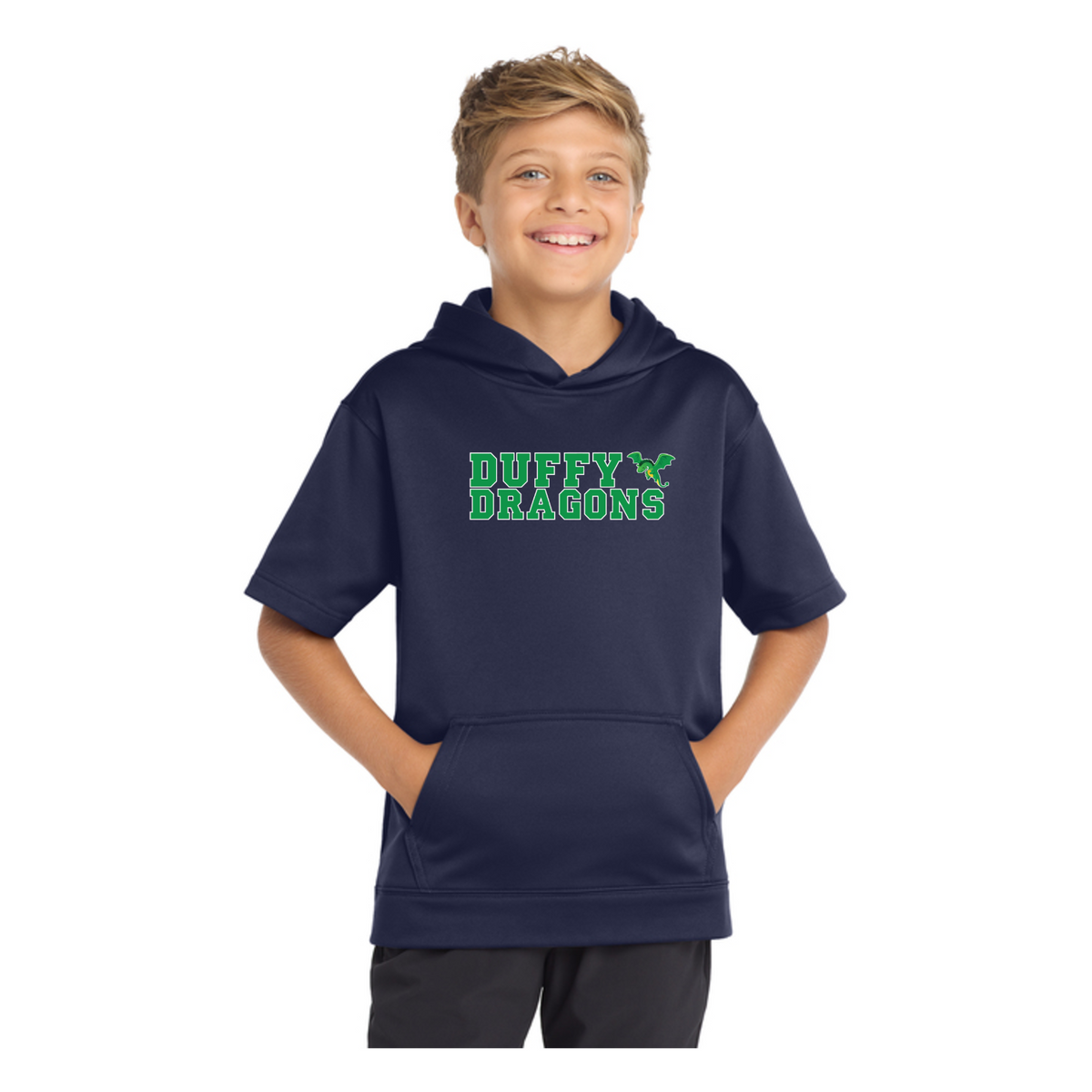 Duffy Elementary: YST251 Sport-Tek Sport-Wick Fleece Short Sleeve Hooded Pullover