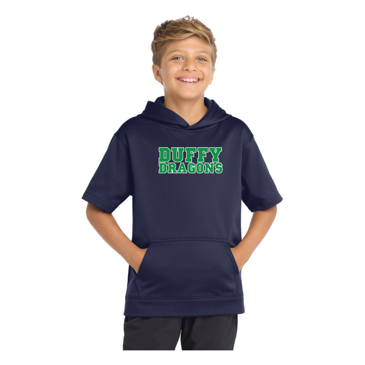 Duffy Elementary: YST251 Sport-Tek Sport-Wick Fleece Short Sleeve Hooded Pullover