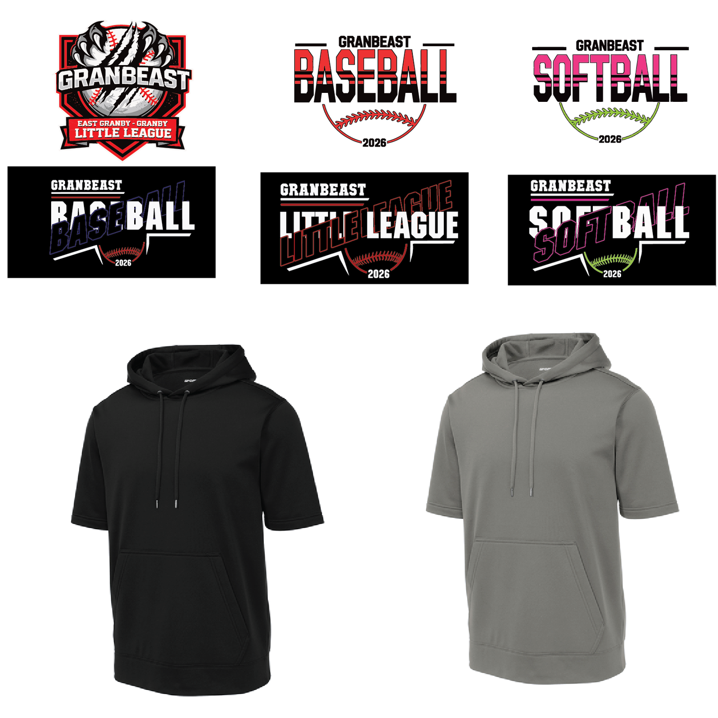 Granbeast: Sport-Tek Fleece Short Sleeve Hooded Pullover. ST251/ YST251 (Choose Logo Design)