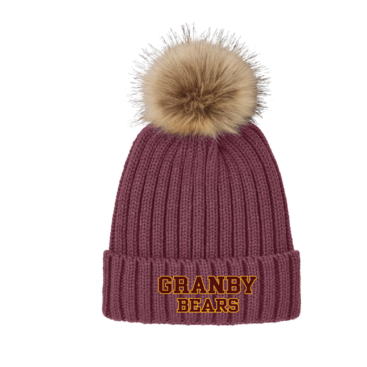 Granby Bears PTO: Faux Fur Pom Beanie. C990