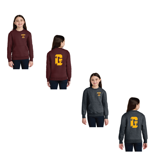 Granby Bears PTO: Port & Co™ Youth Core Fleece Crewneck Pocket Sweatshirt. PC78YPKT