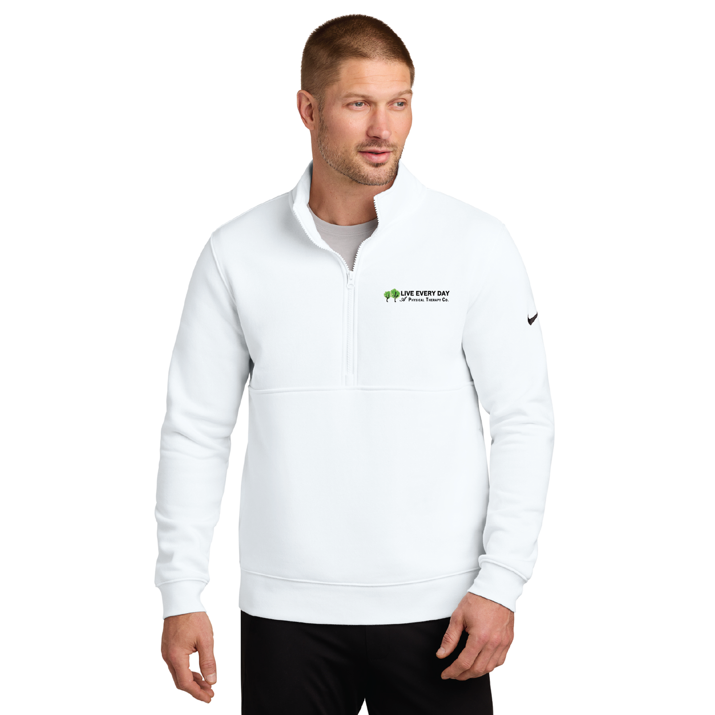 Live Every Day: NKDX6718  Nike Club Fleece Sleeve Swoosh 1/2-Zip