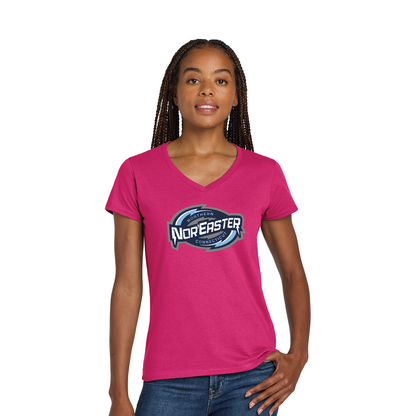 Noreaster Hockey: Women's V Neck Cotton T Shirt 5V00L