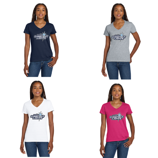 Northern Lights Hockey: Women's V Neck Cotton T Shirt 5V00L