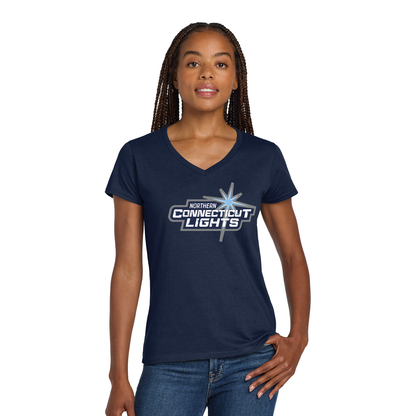 Northern Lights Hockey: Women's V Neck Cotton T Shirt 5V00L