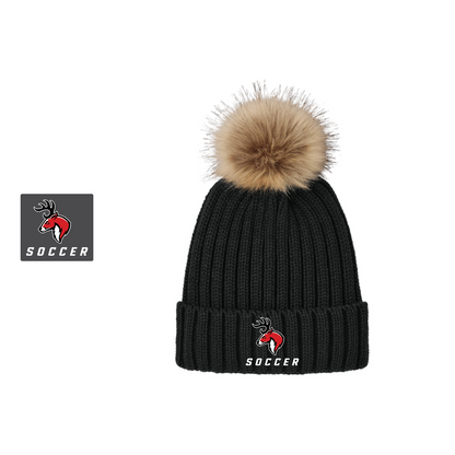 Northwestern Soccer: C990 Port Authority Faux Fur Pom Beanie
