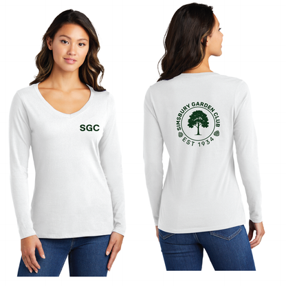 Simsbury Garden Club: Women's Long Sleeve V Neck T Shirt