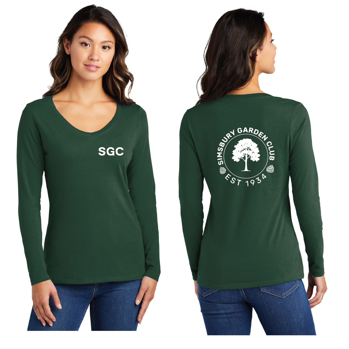 Simsbury Garden Club: Women's Long Sleeve V Neck T Shirt
