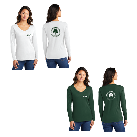 Simsbury Garden Club: Women's Long Sleeve V Neck T Shirt