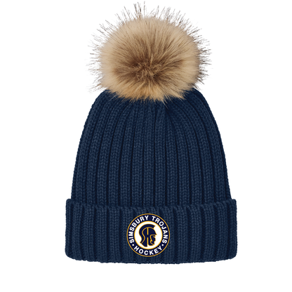 SHS Trojans Hockey: Faux Fur Pom Beanie. C990