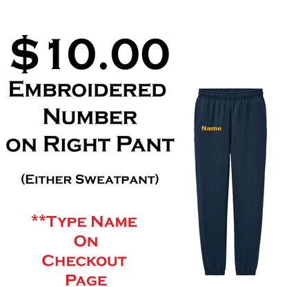 SHS Rugby: $10 Embroidered Name on Sleeve/ Pant