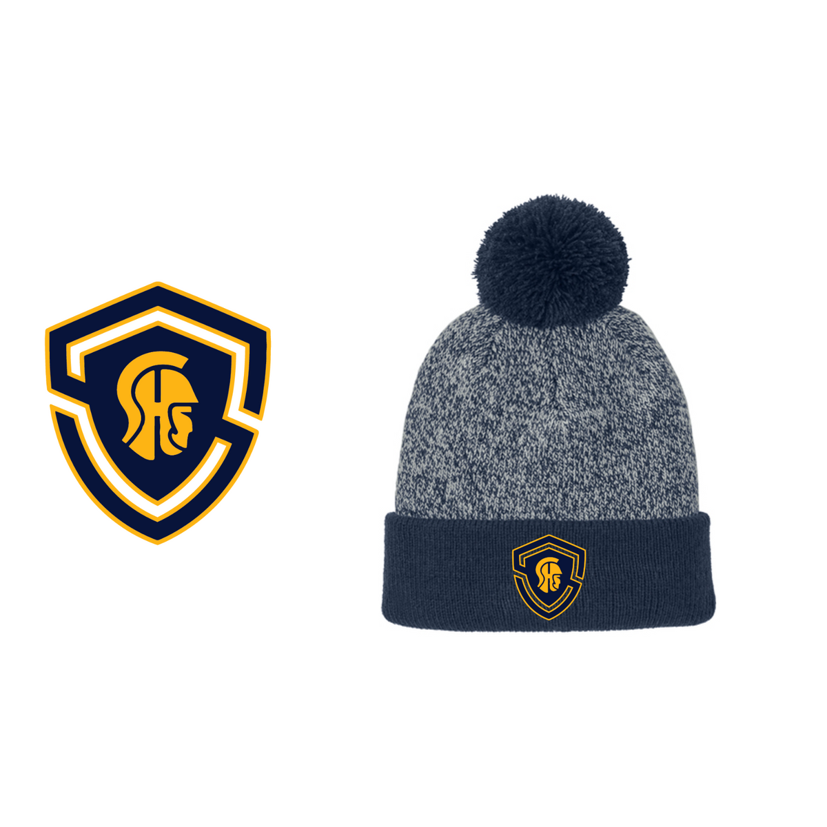 SHS Football: STC68 Sport-Tek Halftime Heather Pom Beanie